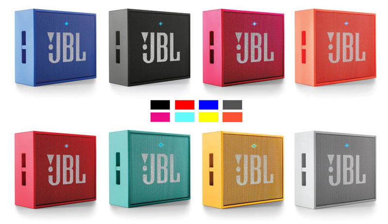 A JBL GO está disponível em 8 cores e com acabamento emborrachado.