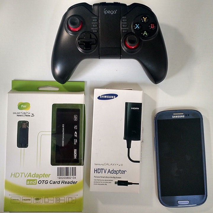Adaptadores MHL com Samsung Galaxy S3 e controle Bluetooth Ípega