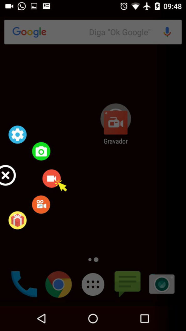 Para iniciar a gravação é só tocar no ícone em formato de filmadora.