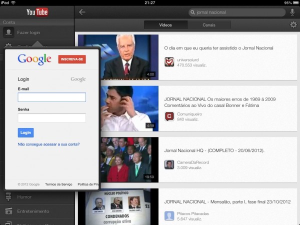 YouTube liderando o APP Store