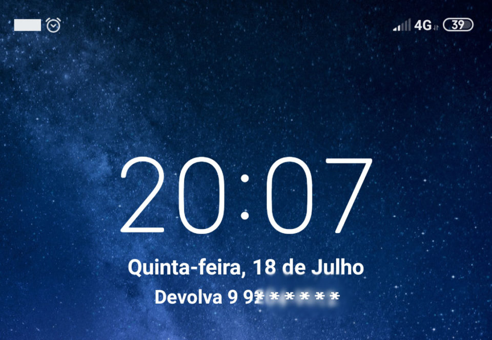 Na tela de bloqueio você pode deixar cadastrado o número de um contato seu