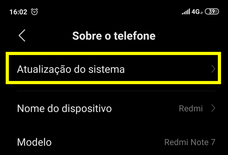 Em Sobre o telefone, vá em Atualização do sistema para atualizar a MIUI