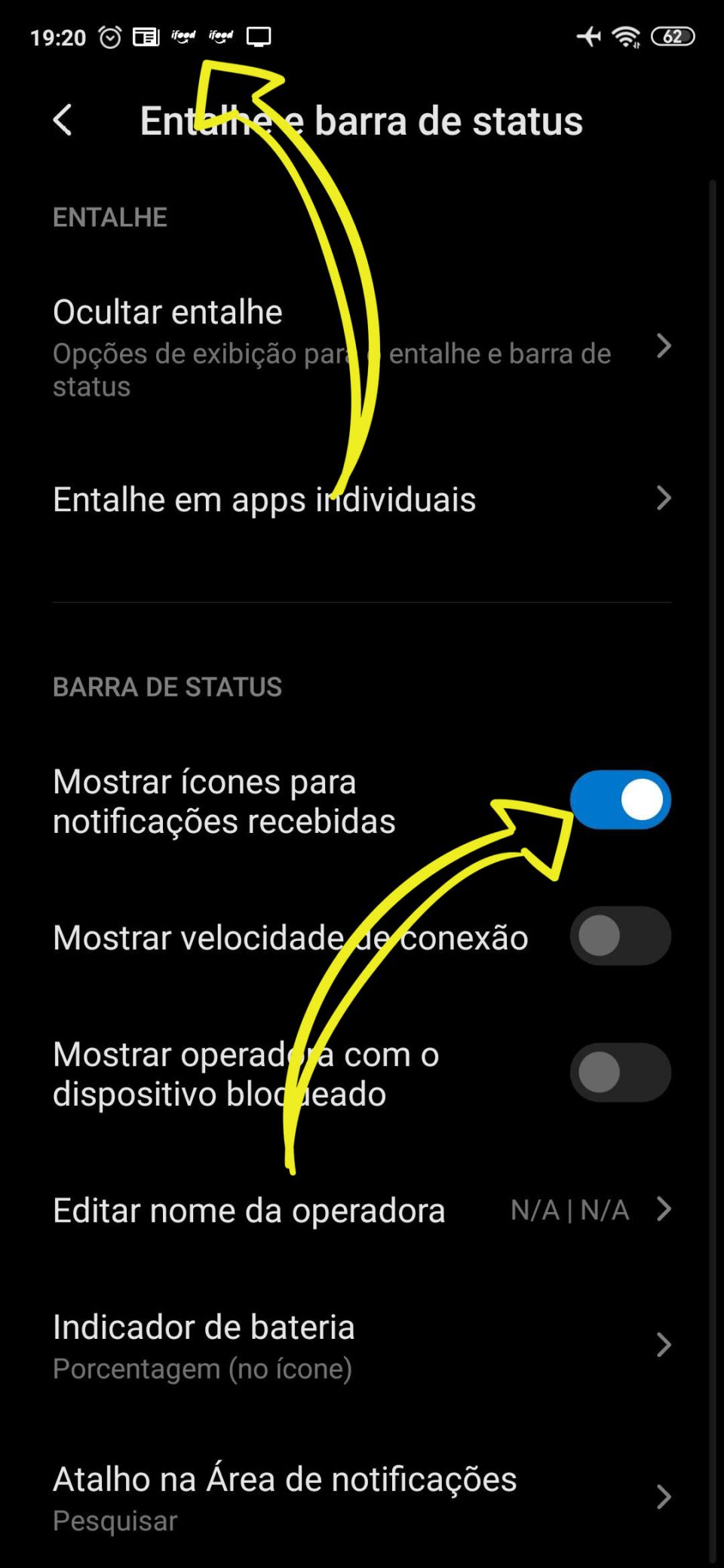 Com a MIUI 11 é possível habilitar ou desabilitar as notificações na barra de status