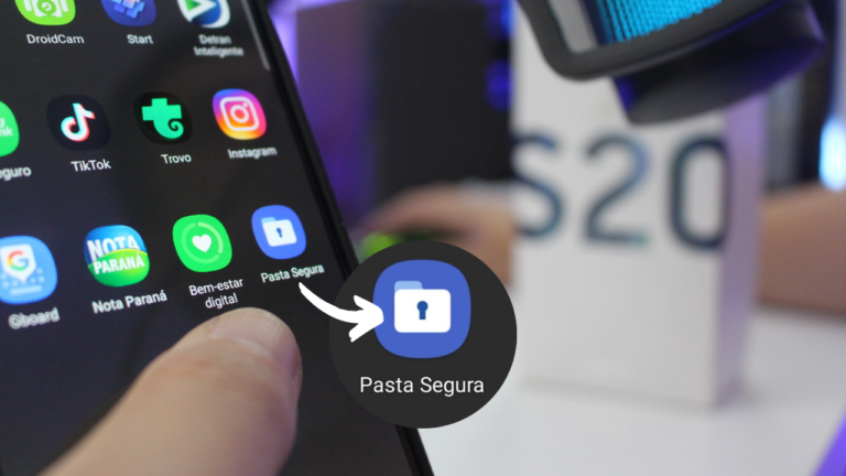 Celular Samsung exibindo o ícone de Pasta Segura.