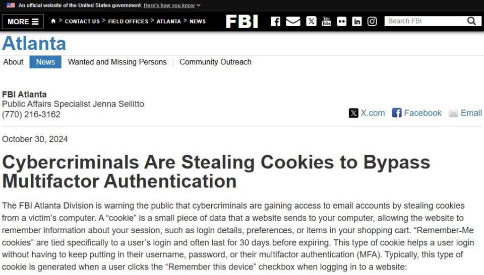 Alerta foi emitido no site oficial do FBI no dia 30 de outubro de 2024