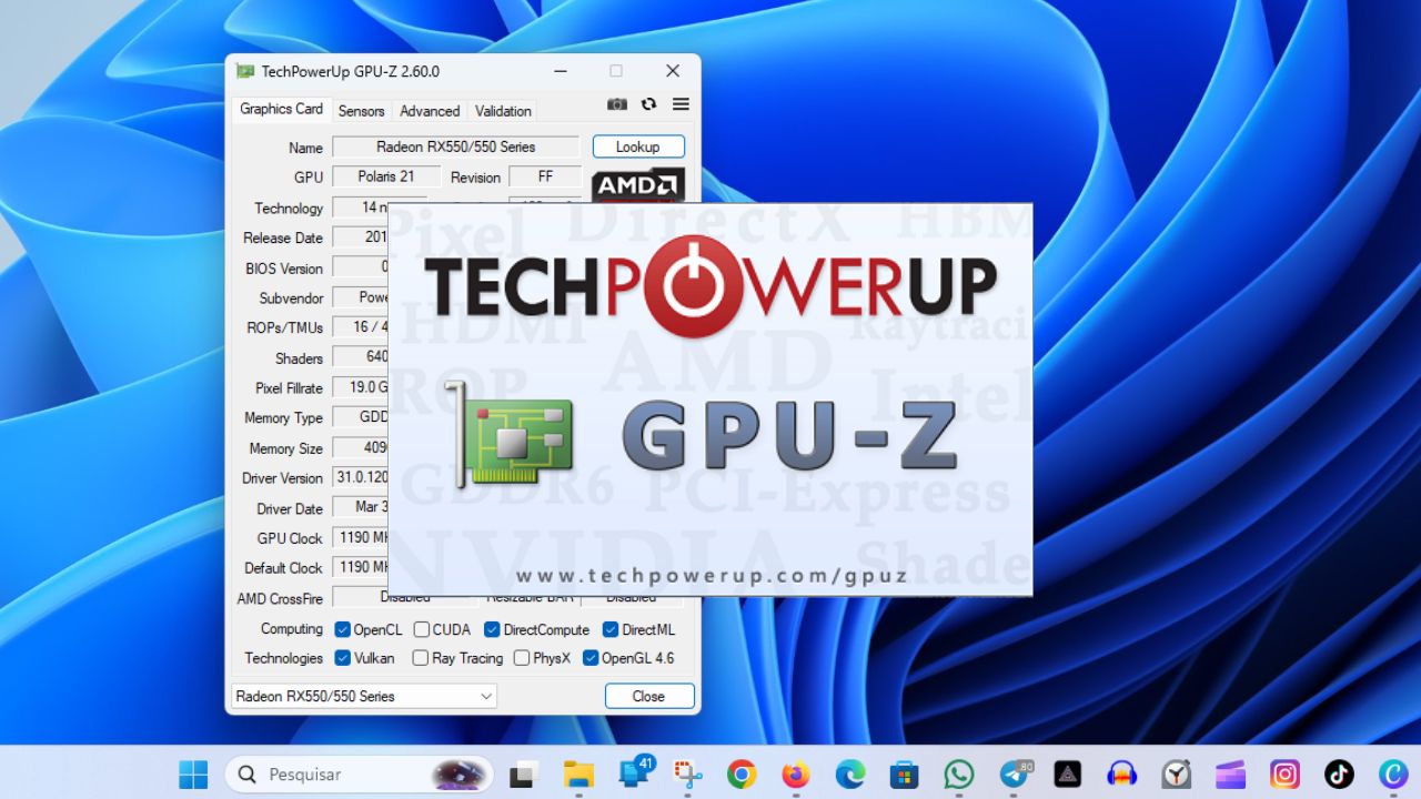 GPU-Z mostra tudo da sua Placa de vídeo - Imagem: TechPowerUp