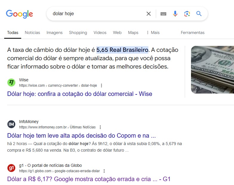 Na manhã de quinta-feira (7) Google ainda mantém retirado as informações de câmbio